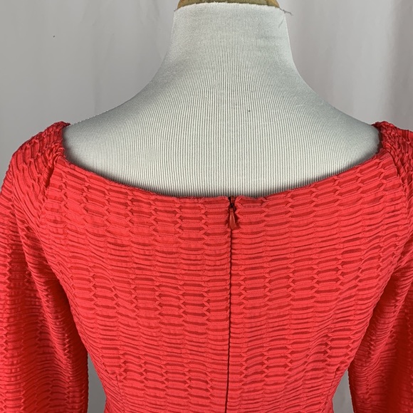 NWT Nanette Lepore Vibrant Coral 3/4 Sleeve Boat Neck Sheath Dress - Picture 5 of 11